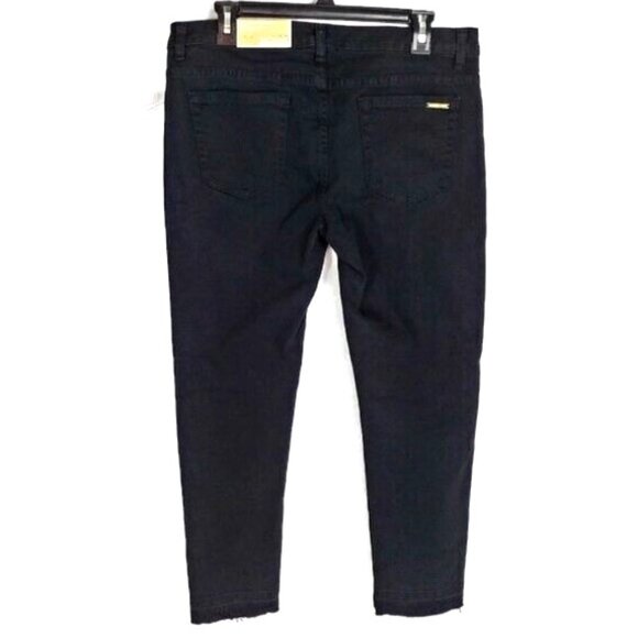 Michael Kors Izzy Black Cropped Ripped Skinny Raw Hem Skinny Jeans Womens 10 NWT - Picture 3 of 15